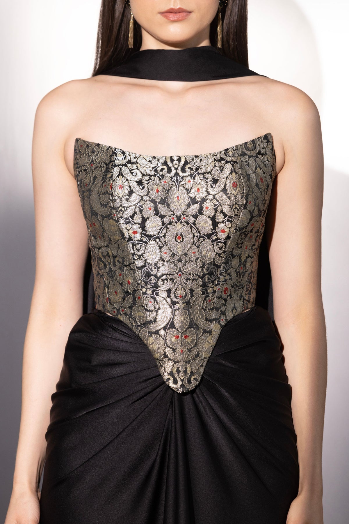Black Contour Drape Corset