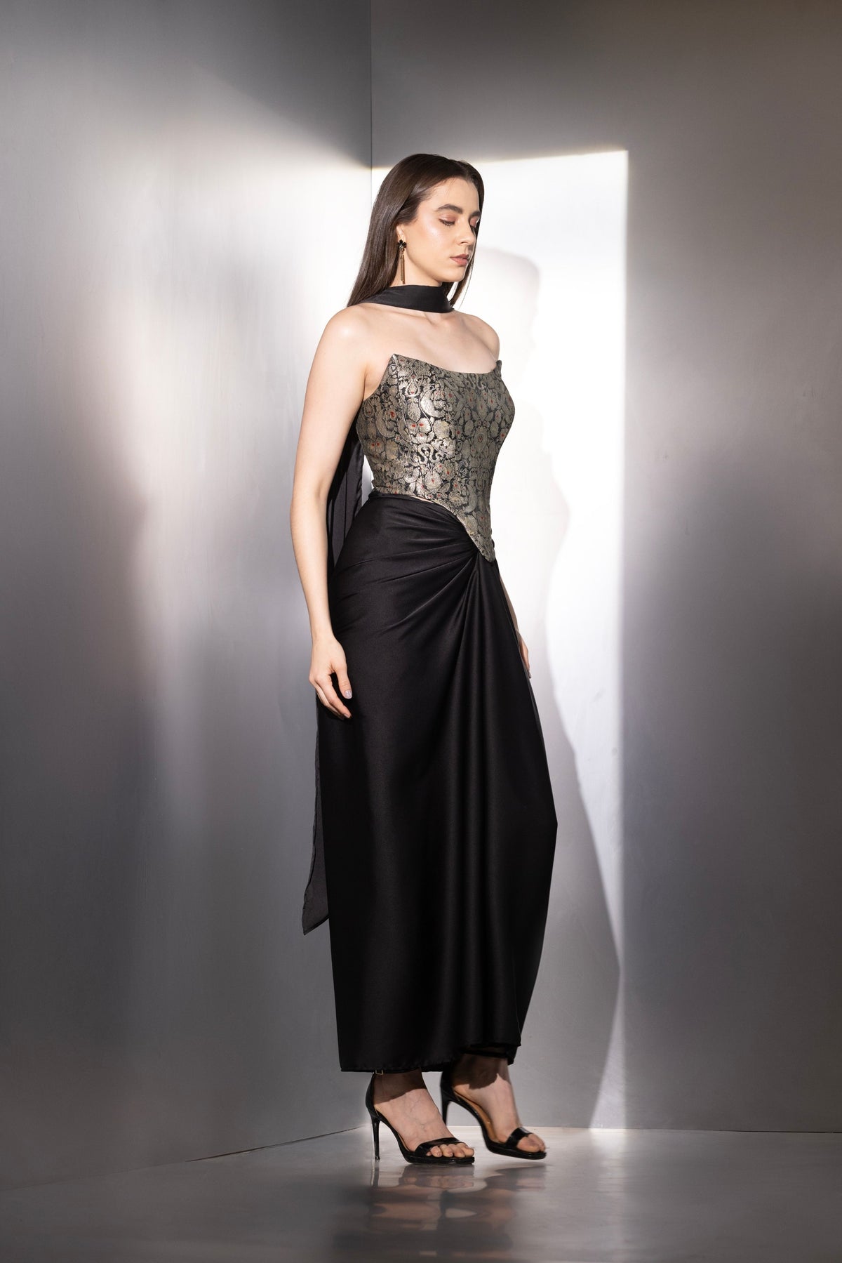 Black Contour Drape Corset
