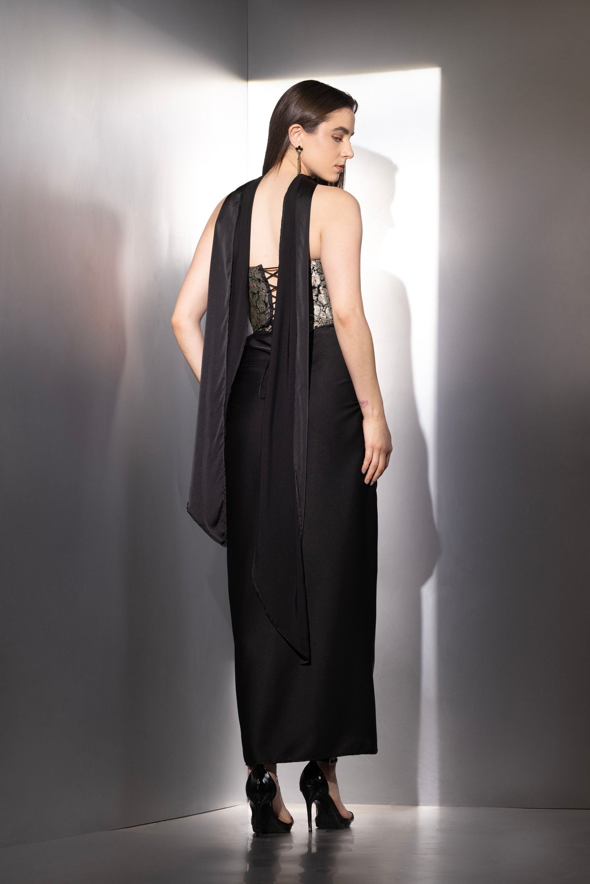 Black Contour Drape Corset