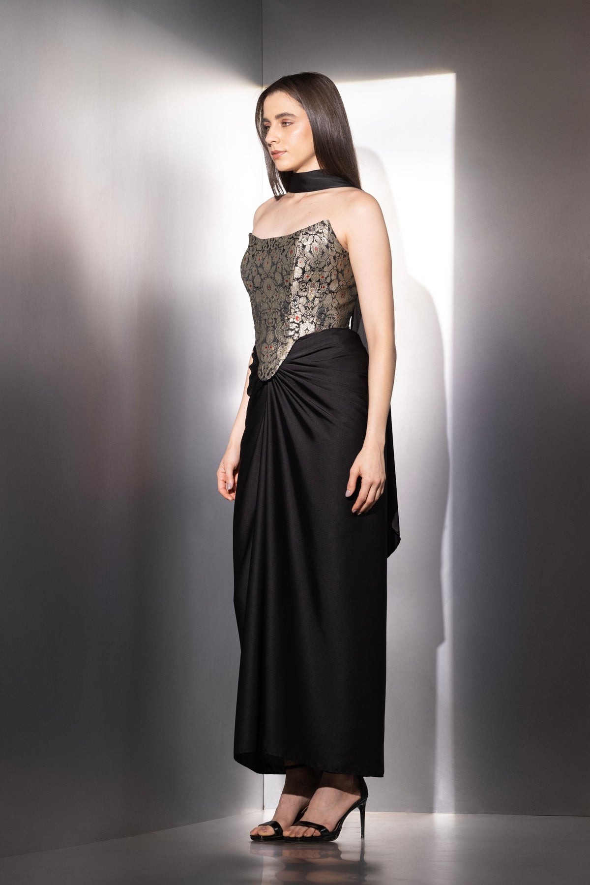 Black Contour Drape Corset