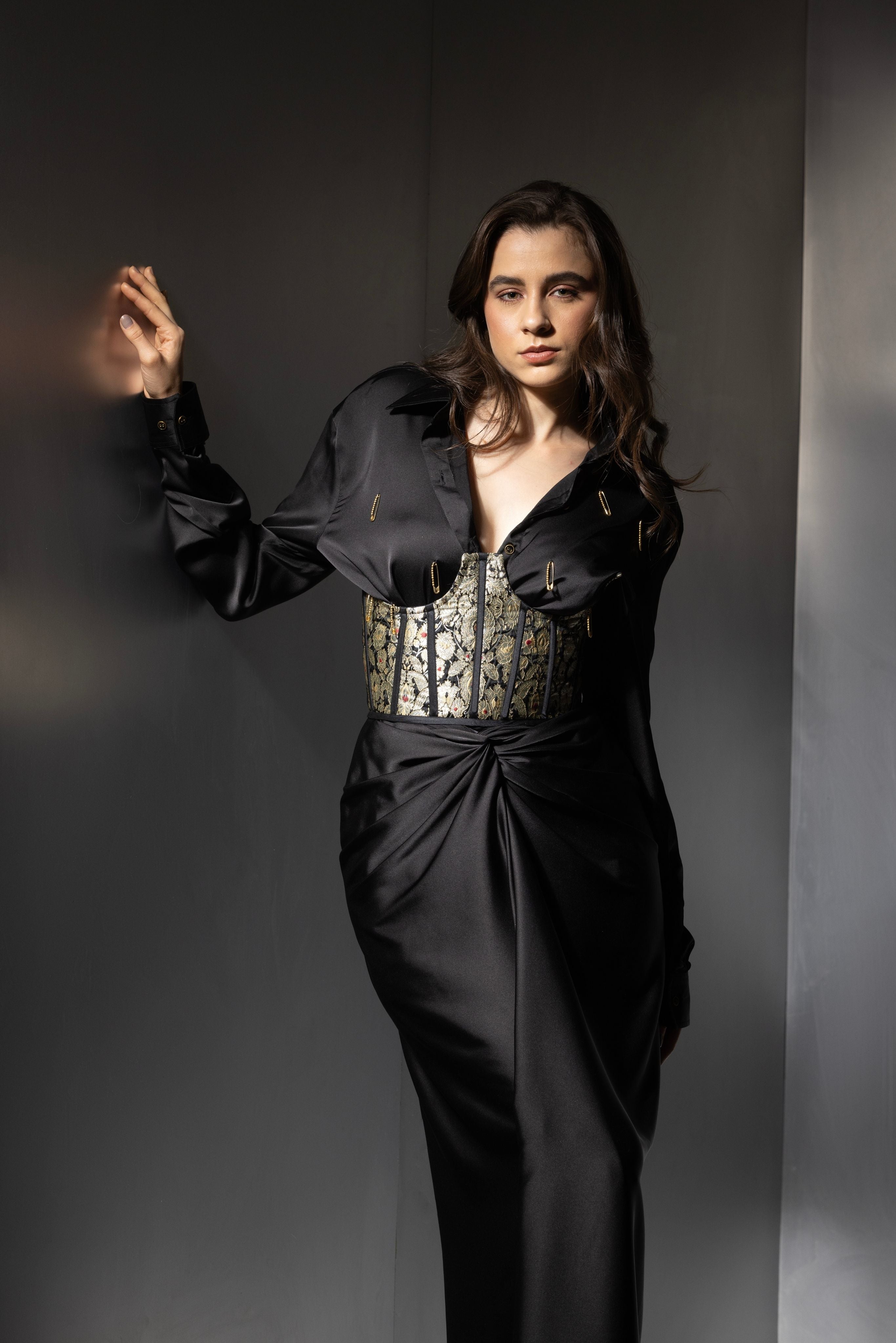 Black Elegant Satin Co-Ord Set