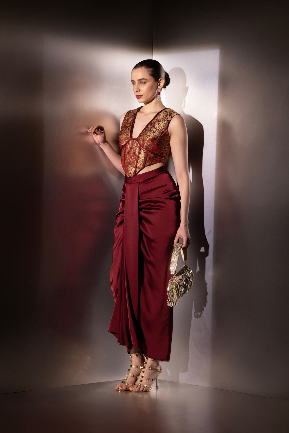 Isadora Shadow-Line Brocade Corset Set