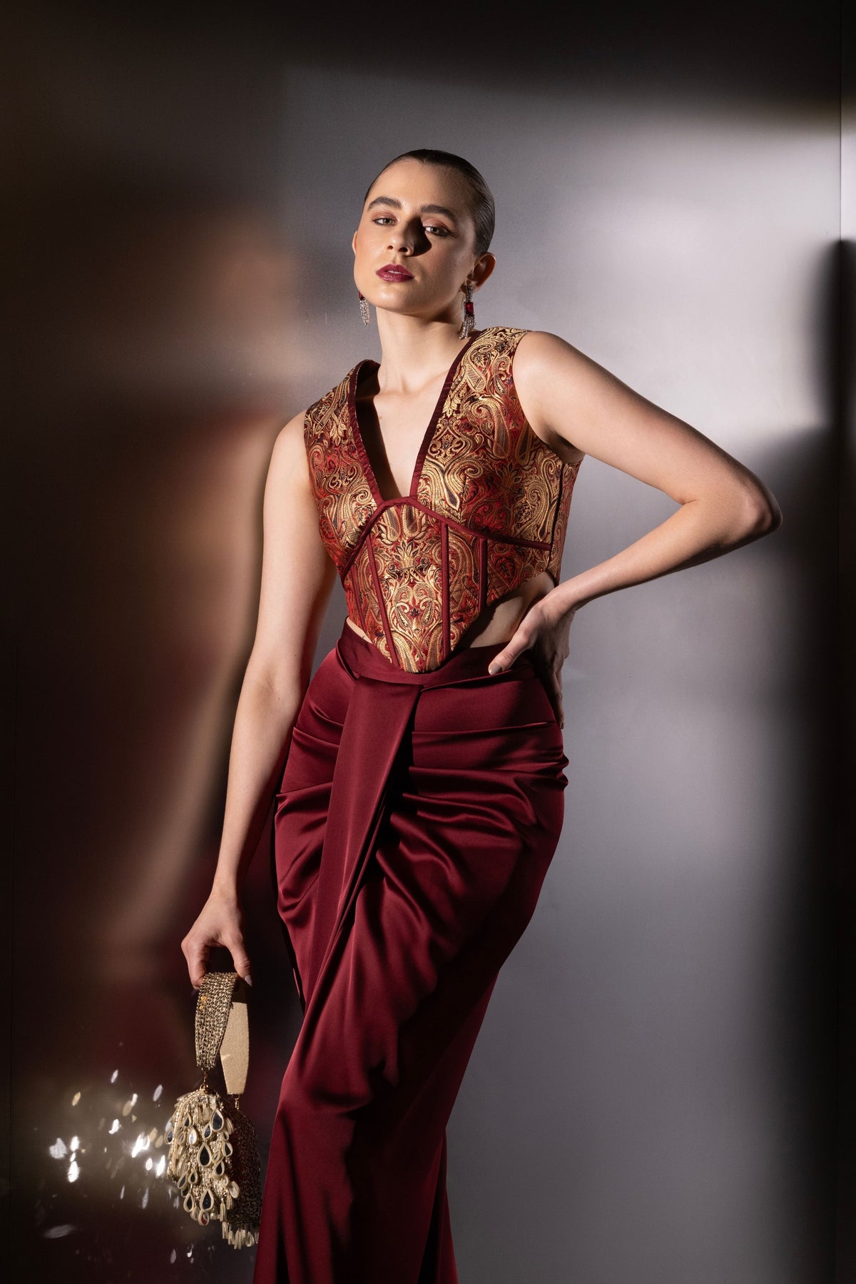 Isadora Shadow-Line Brocade Corset