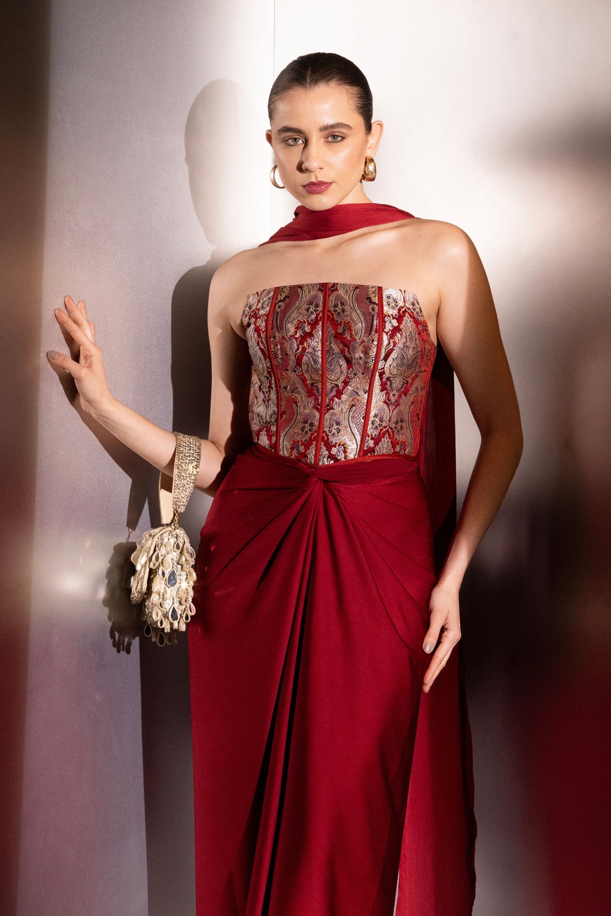 Crimson Vesper Brocade Corset