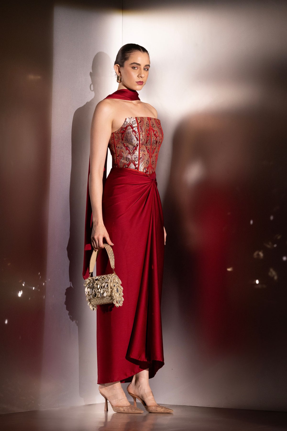 Crimson Vesper Brocade Corset