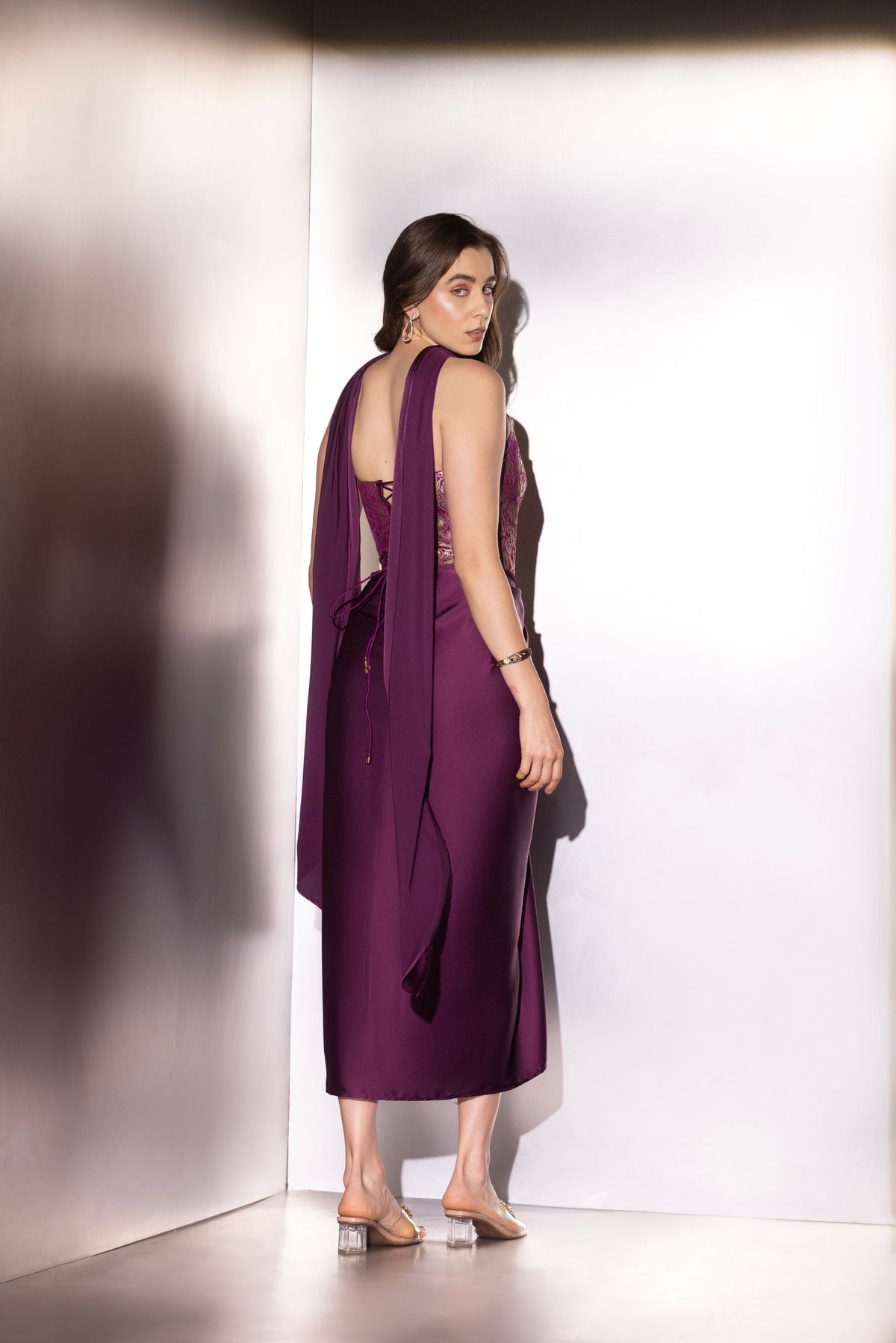 Purple Contour Drape Corset Set