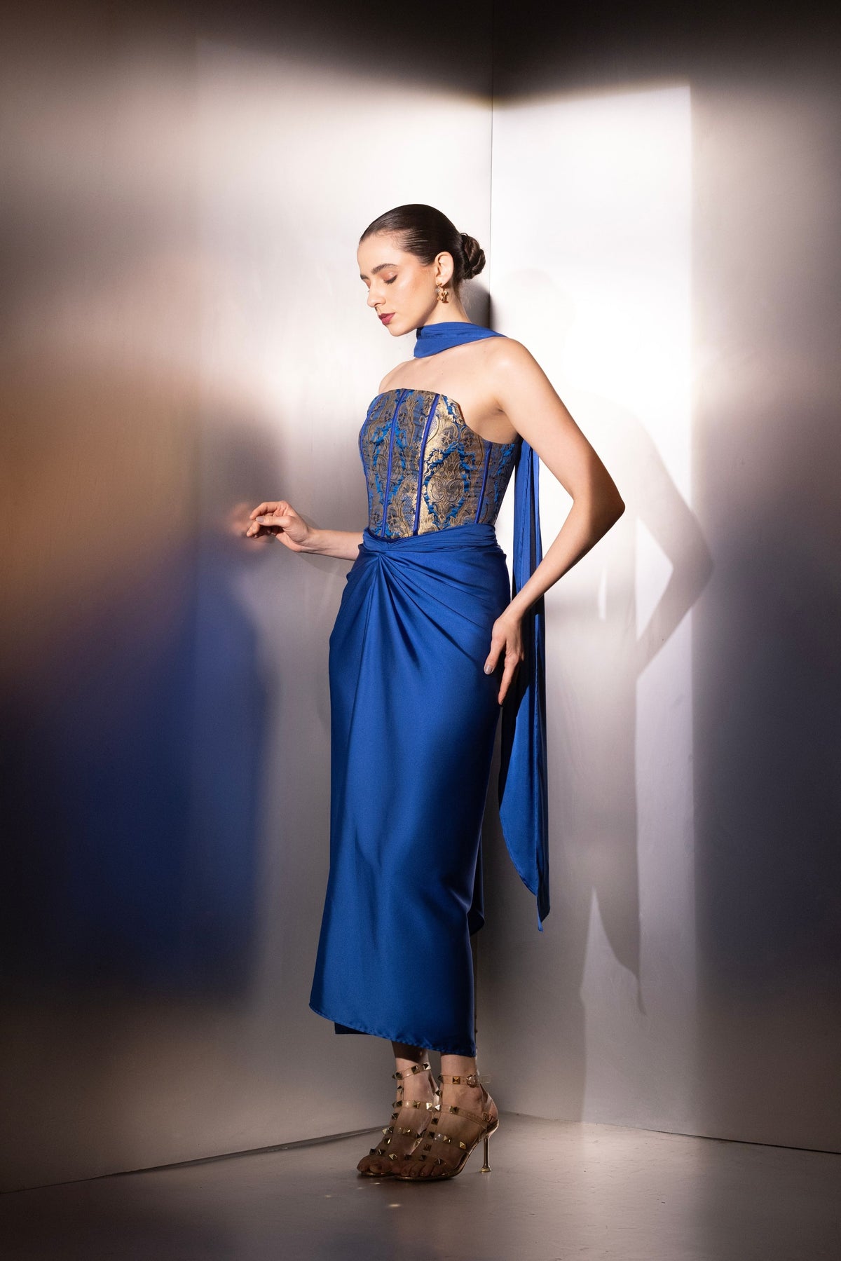 Cobalt Vesper Brocade Corset