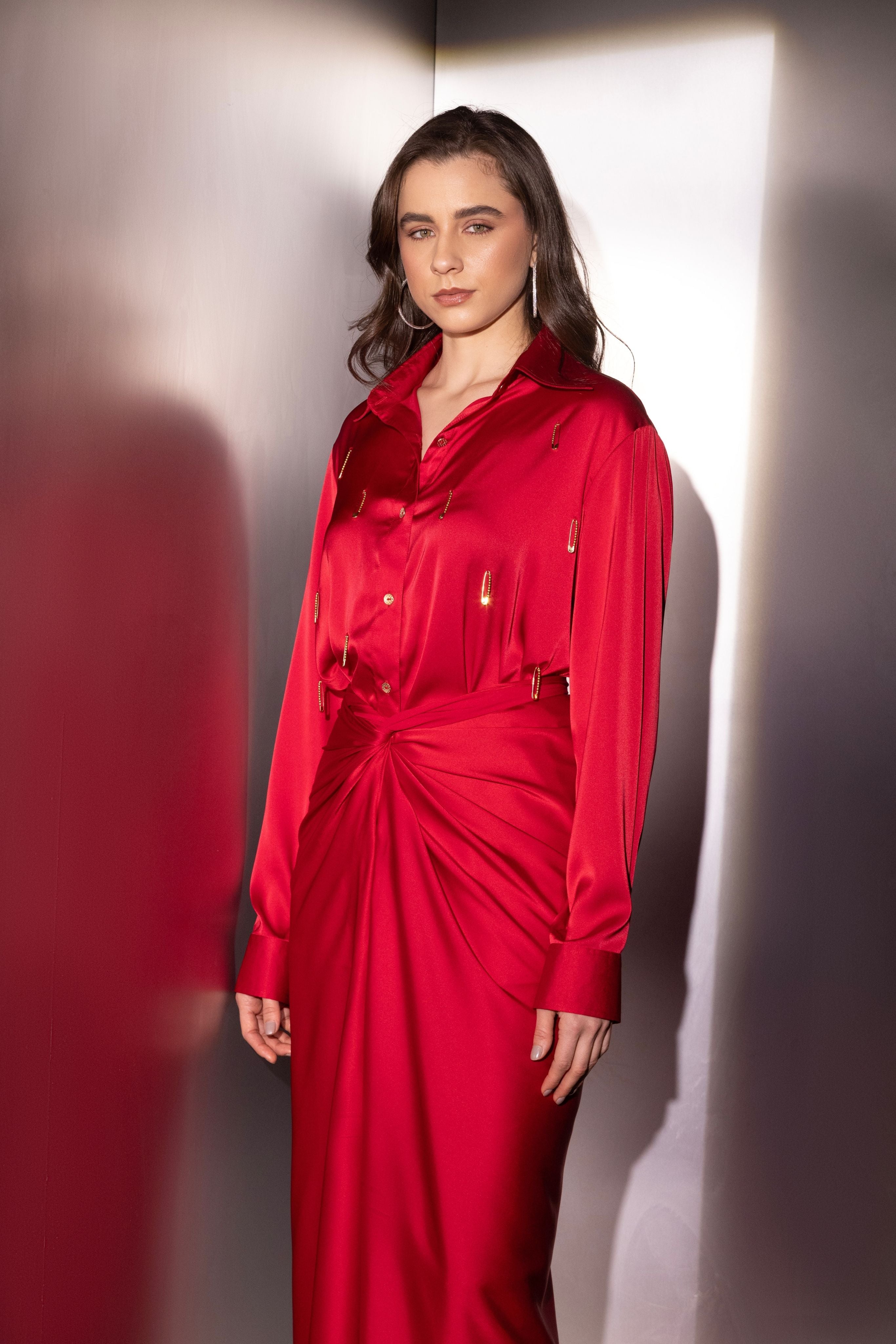 Red Versatile Pinpoint Co-ord Set