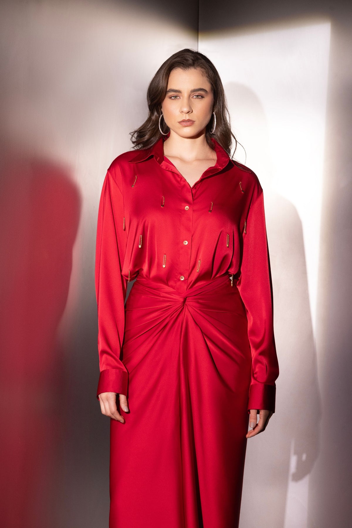 Red Versatile Pinpoint Co-ord Set