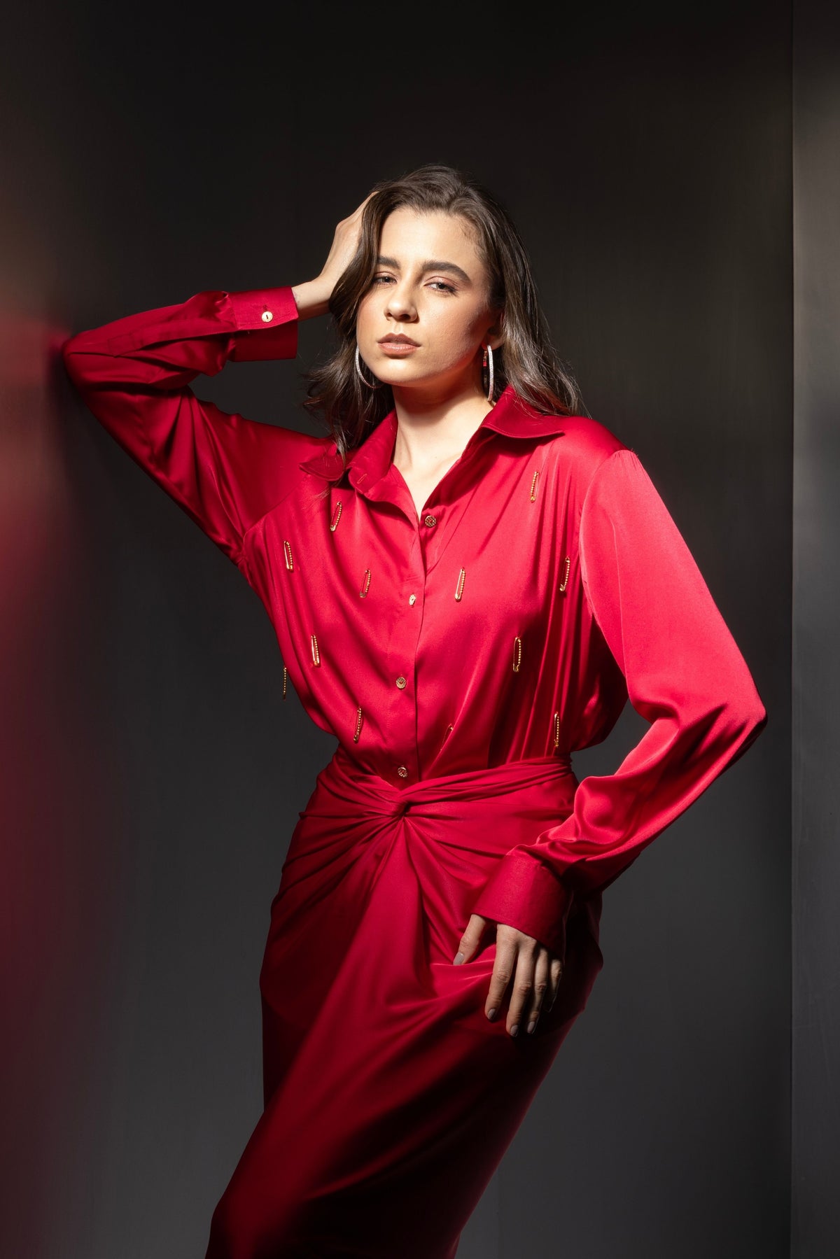 Red Versatile Pinpoint Co-ord Set