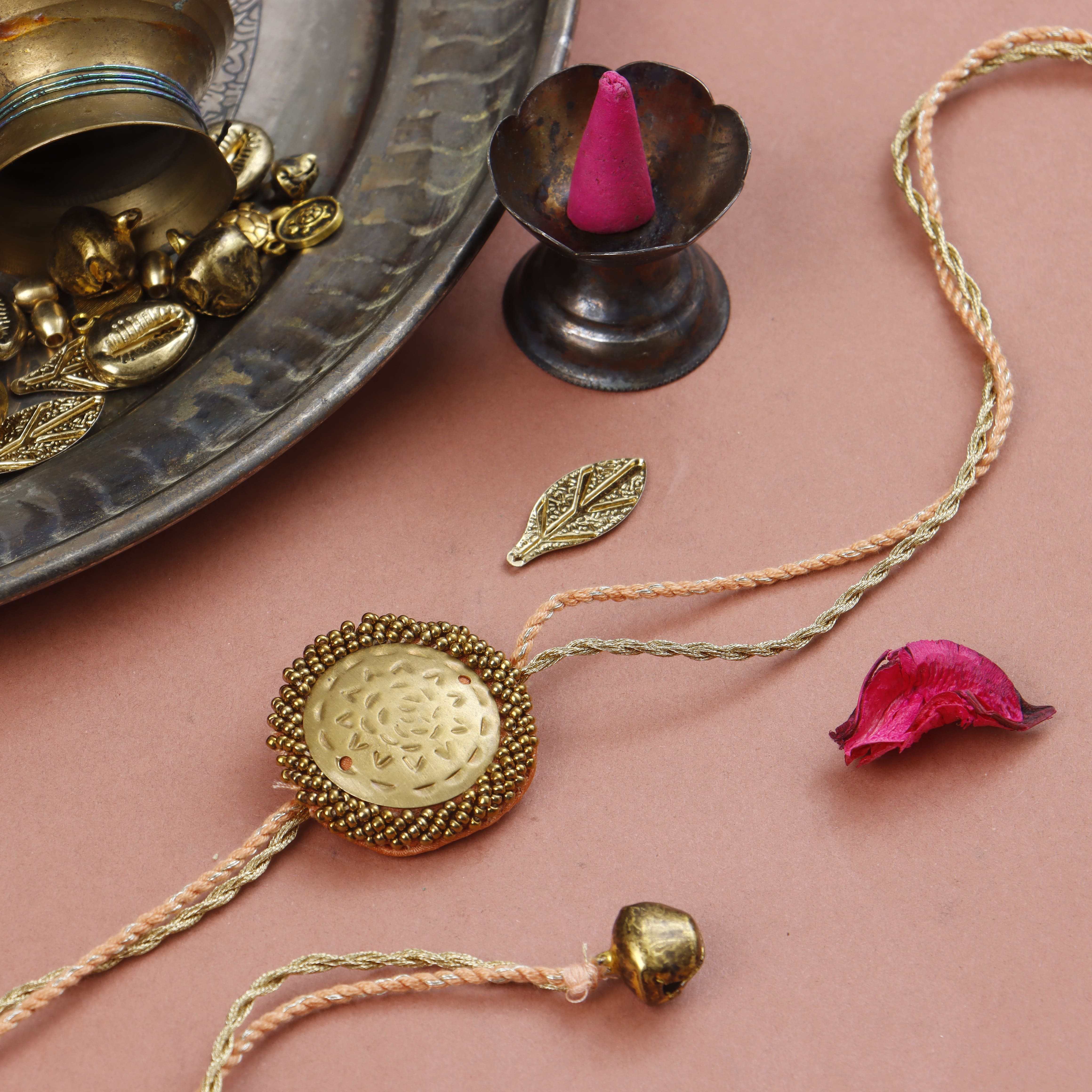 BRASS BLOSSOM RAKHI - Set of 3