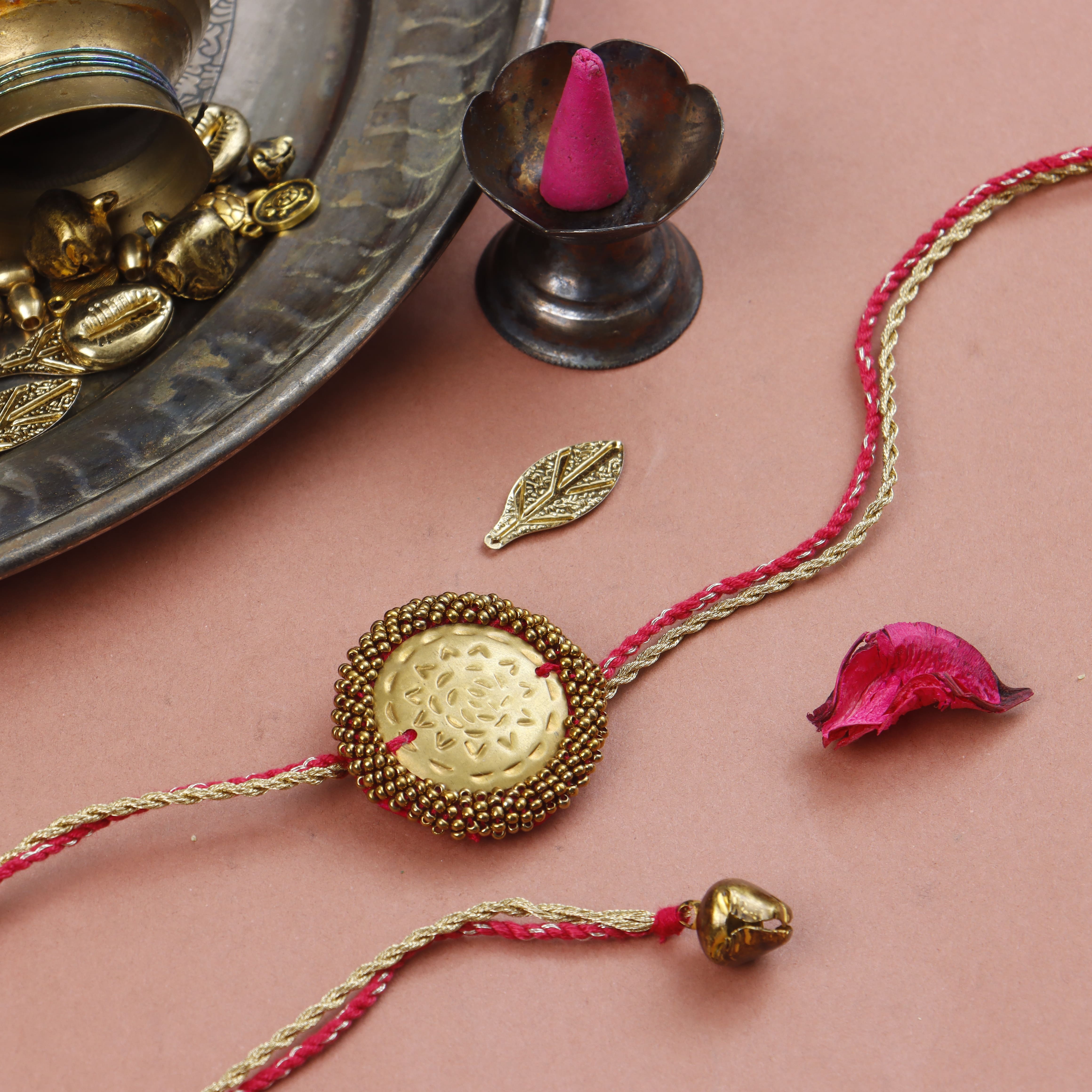 BRASS BLOSSOM RAKHI - Set of 3