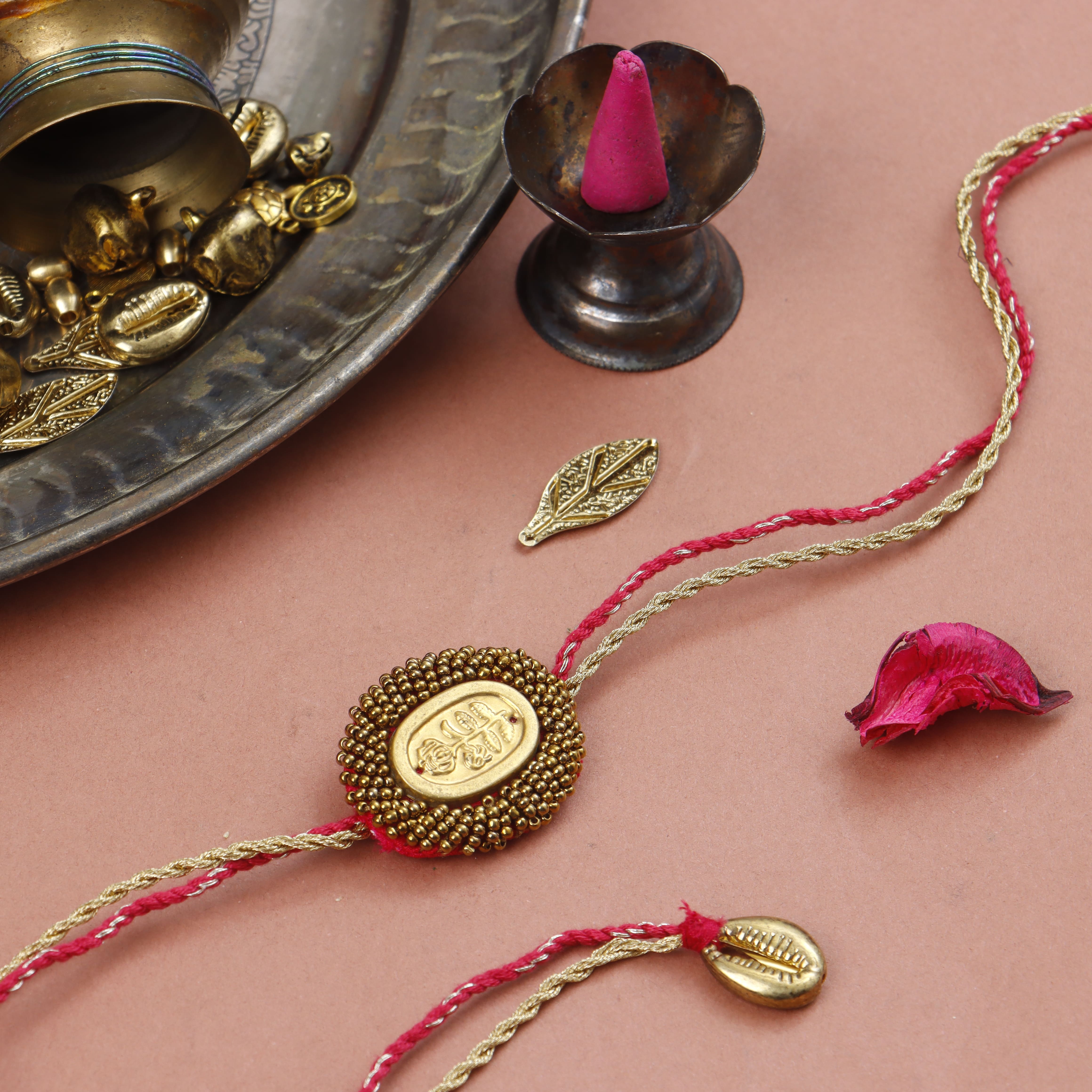 BRASS BLOSSOM RAKHI - Set of 3