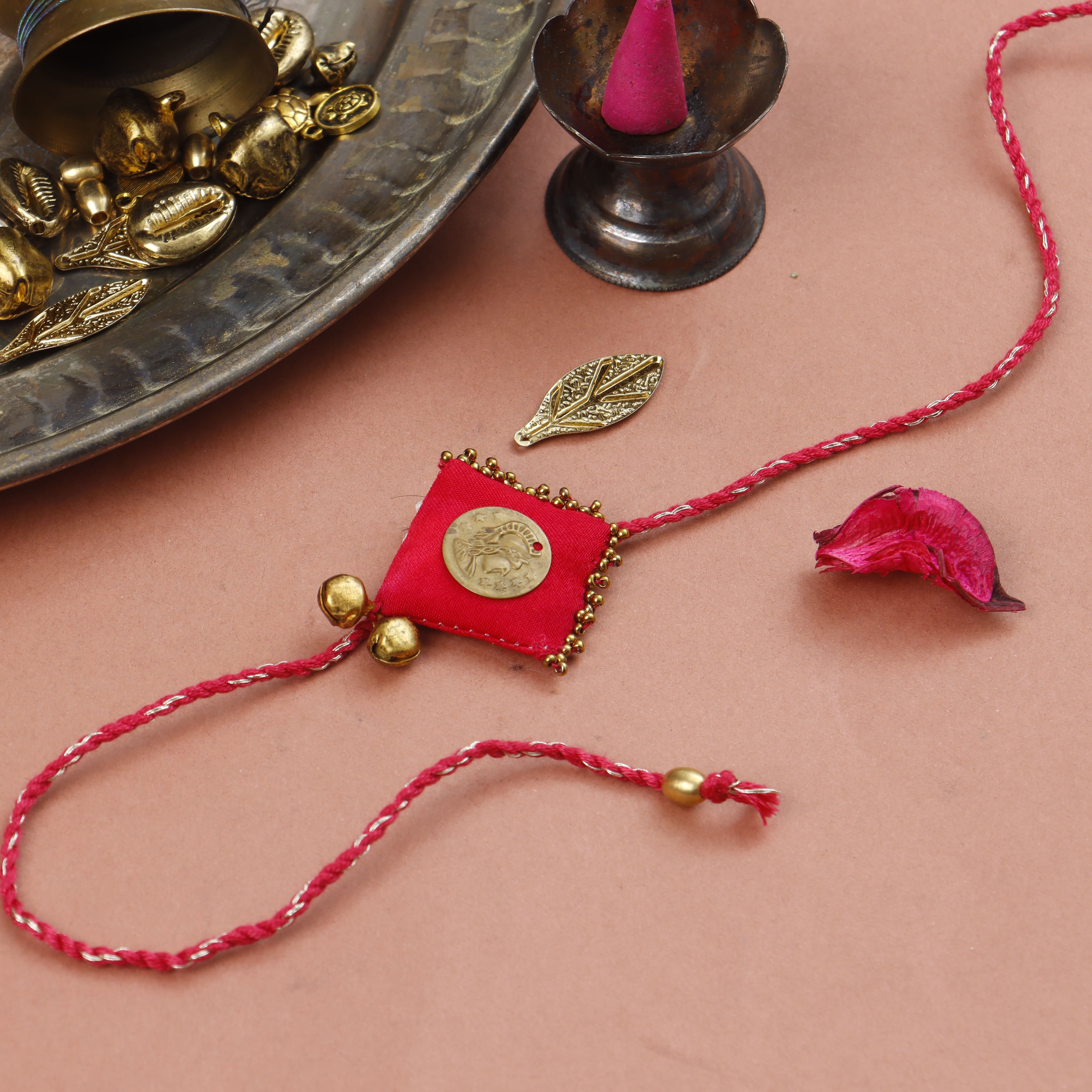 FUCHSIA  - GOLDEN COIN RAKHI