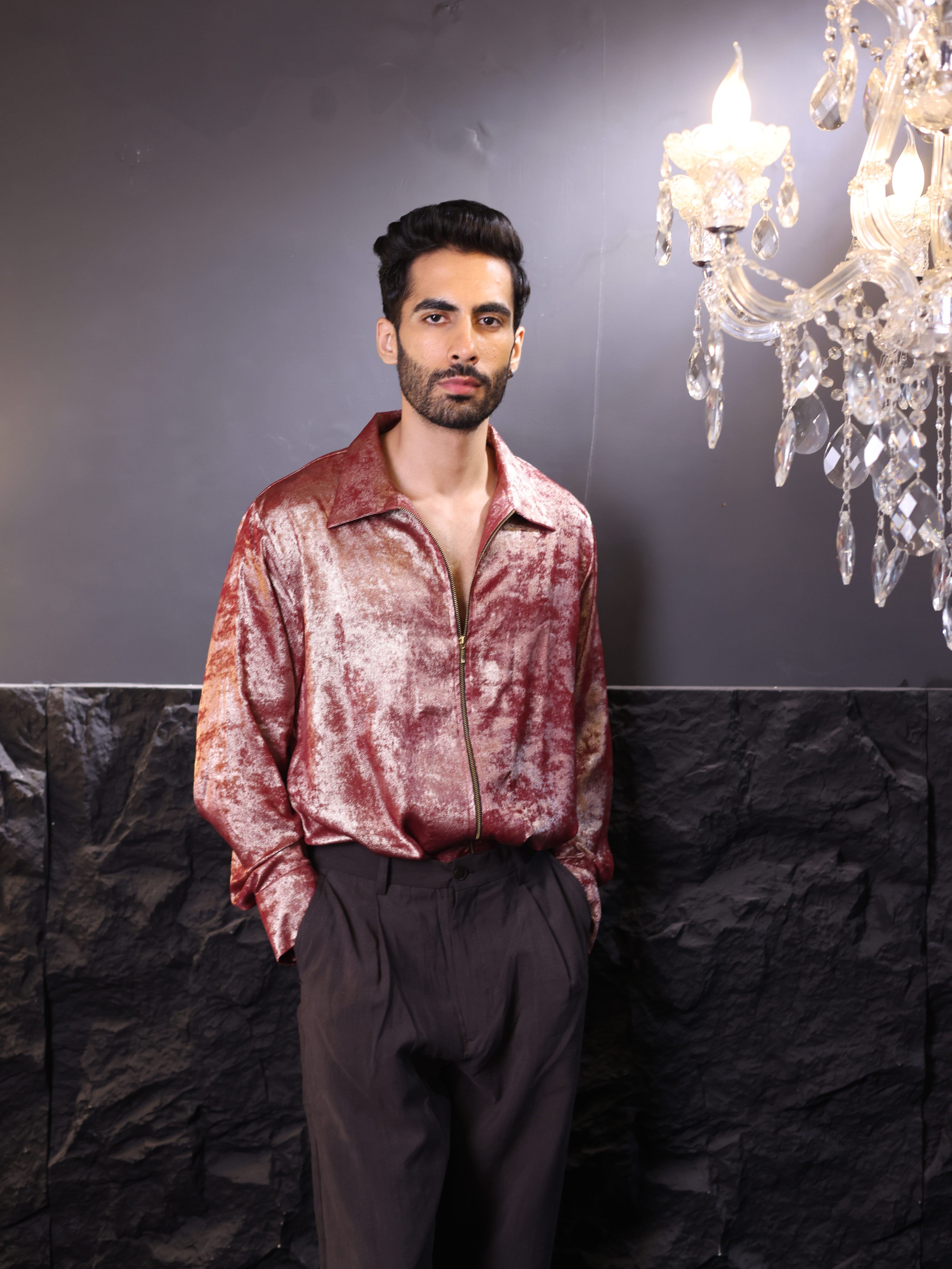 Velour Rouge Zip Shirt