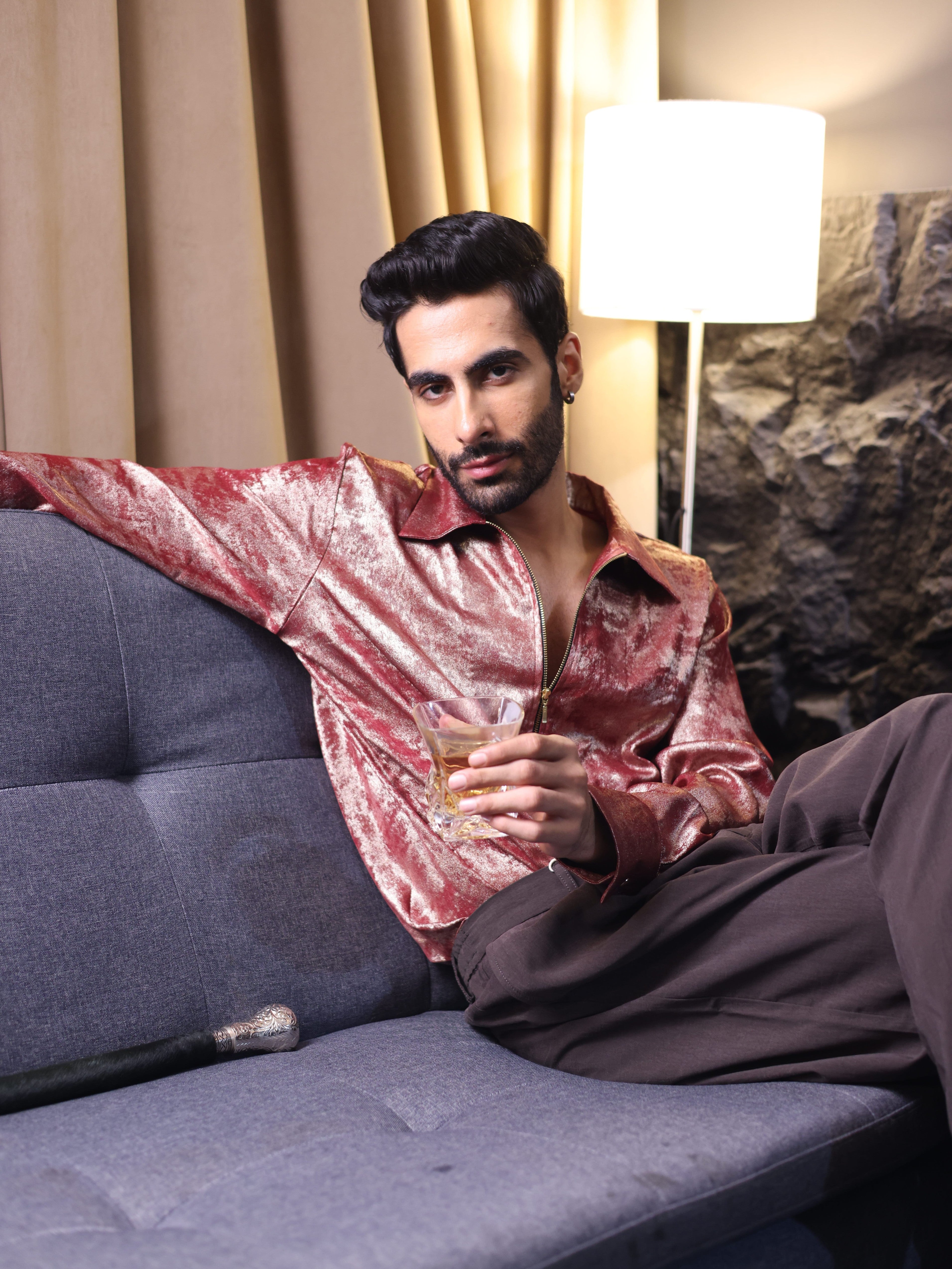 Velour Rouge Zip Shirt
