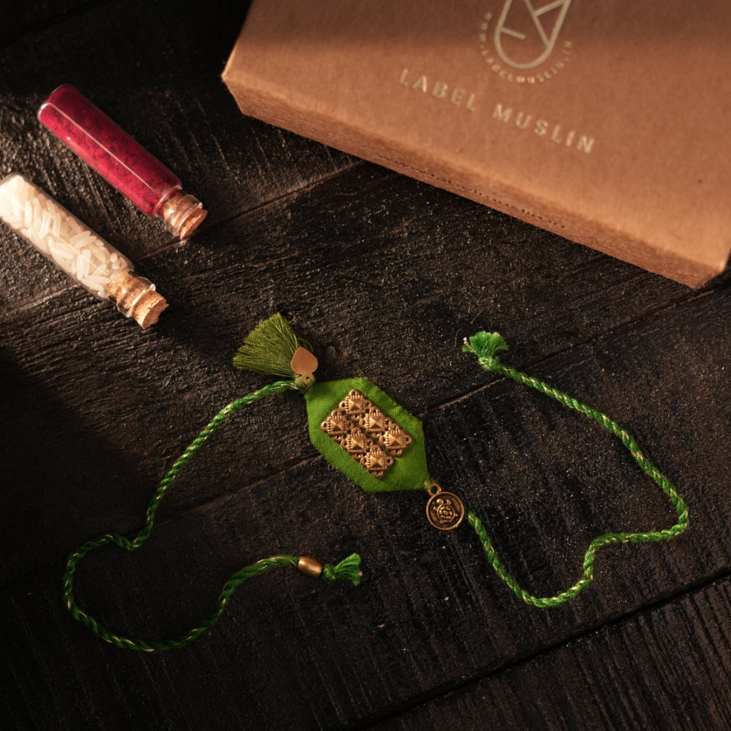 GREEN - TURTLE TASSLE BLESSING RAKHI